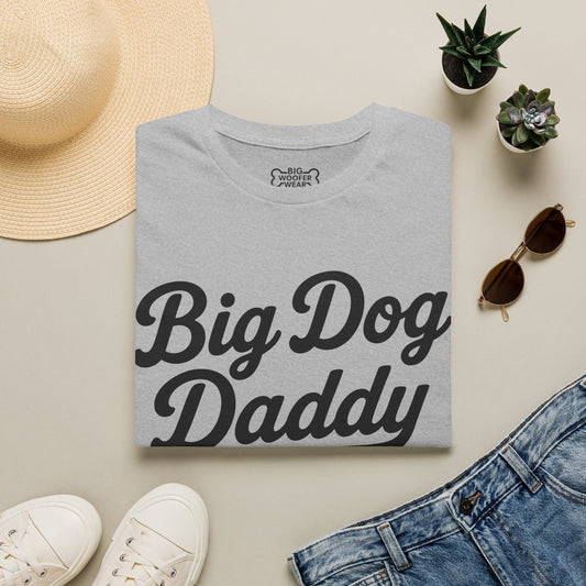 Folded gray Big Dog Daddy T-shirt with casual summer accessories