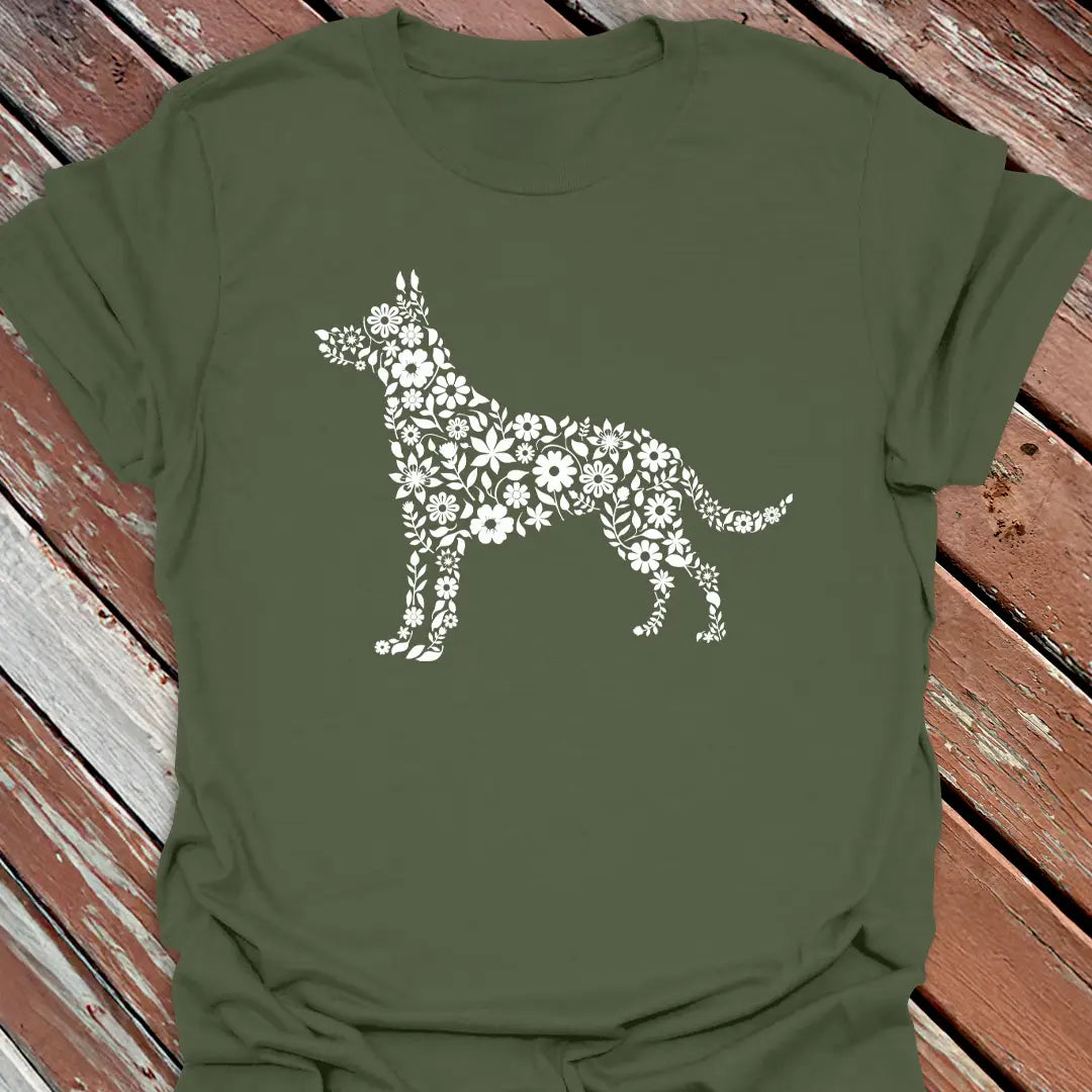Floral Shepherd GSD T-Shirt