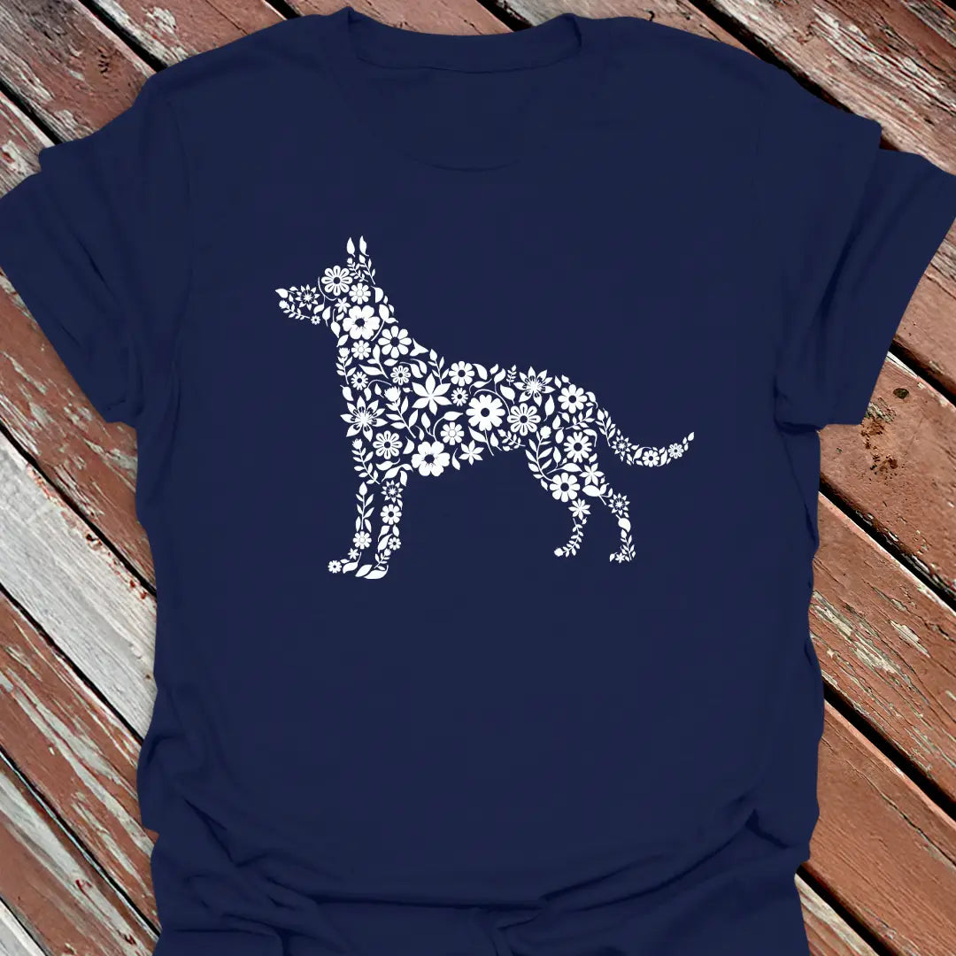 Floral Shepherd GSD T-Shirt
